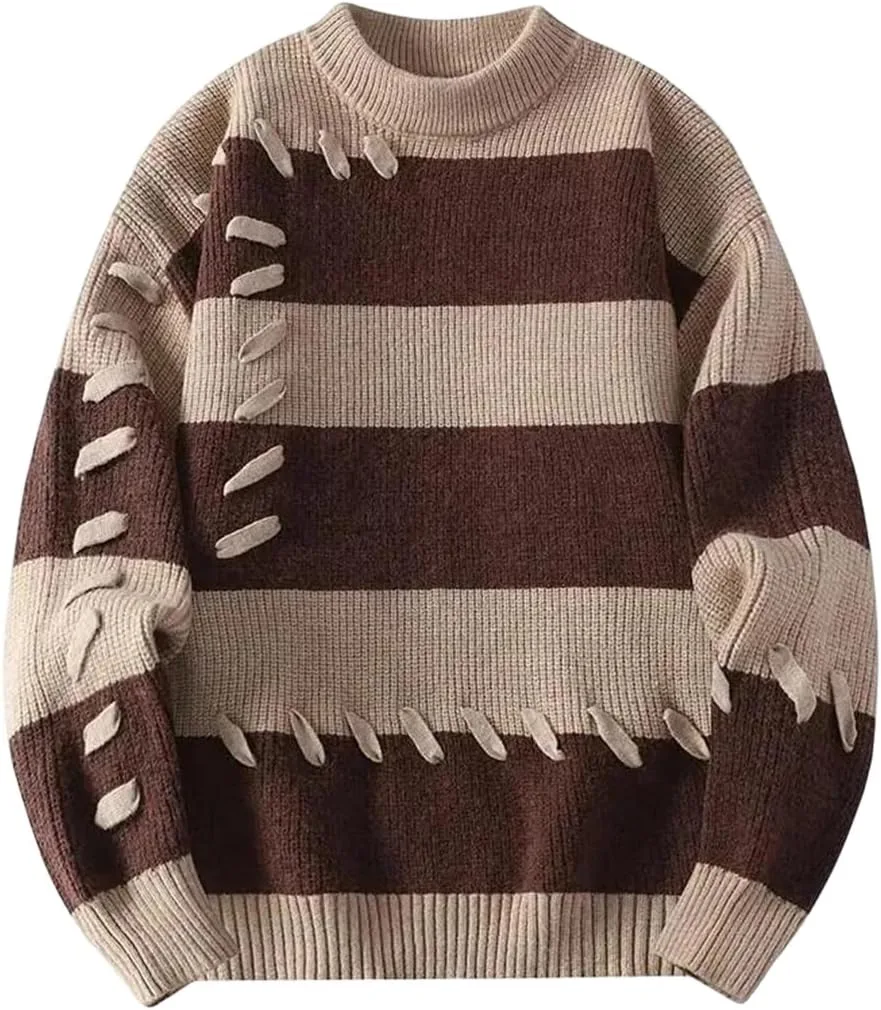 Мужской свитер в стиле хип-хоп с пэчворком
Мужской свитер в стиле хип-хоп с пэчворком