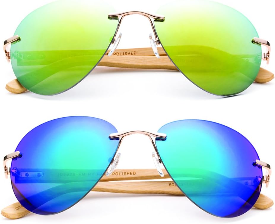 Newbee Fashion - Солнцезащитные очки-авиаторы с бамбуковыми дужками, увеличенной оправой и линзами-вспышками. Бамбуковые солнцезащитные очки для мужчин и женщин, 2 Pack - Yellow Flash & Green Flash
Newbee Fashion - Солнцезащитные очки-авиаторы с бамбуковыми дужками, увеличенной оправой и линзами-вспышками. Бамбуковые солнцезащитные очки для мужчин и женщин, 2 Pack - Yellow Flash & Green Flash