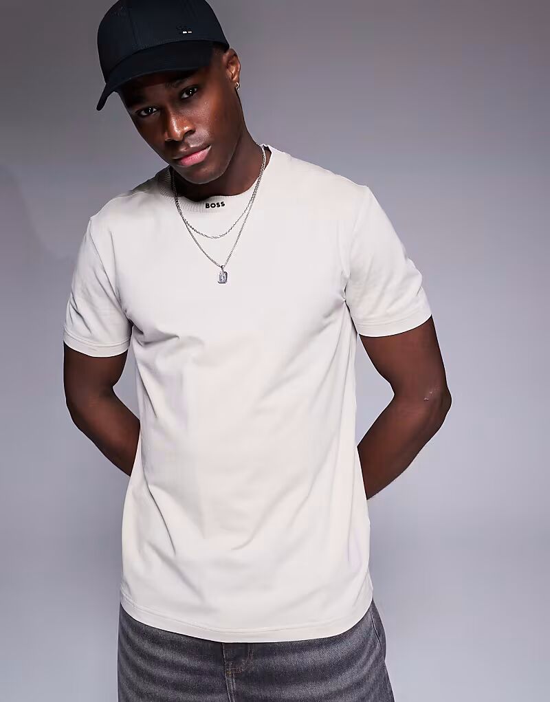 Футболка BOSS Green Rib neck с логотипом из плотной ткани бежевого цвета
Футболка BOSS Green Rib neck с логотипом из плотной ткани бежевого цвета