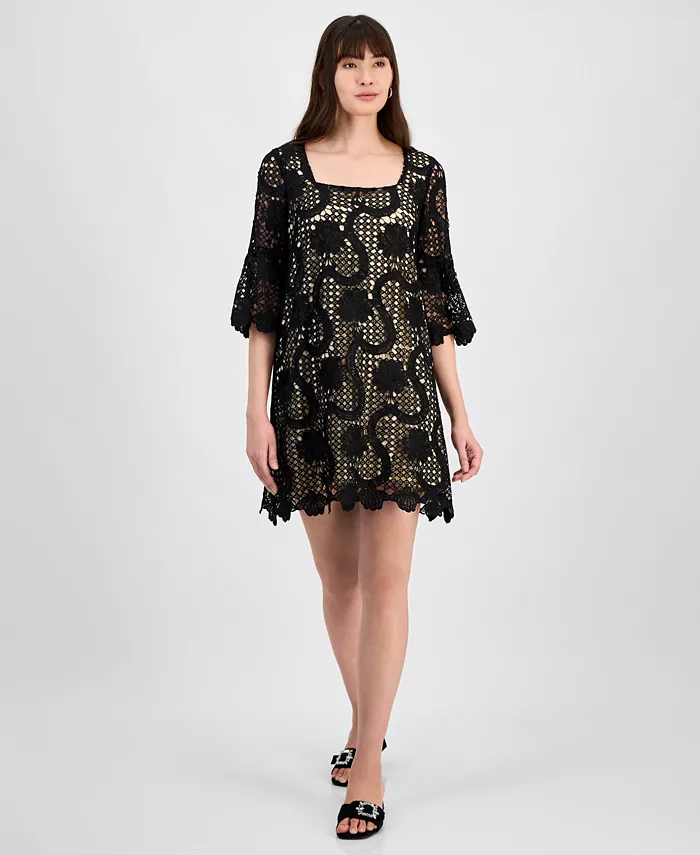 Женское кружевное платье с квадратным вырезом и рукавами-колокольчиками Anne Klein, черный
Женское кружевное платье с квадратным вырезом и рукавами-колокольчиками Anne Klein, черный