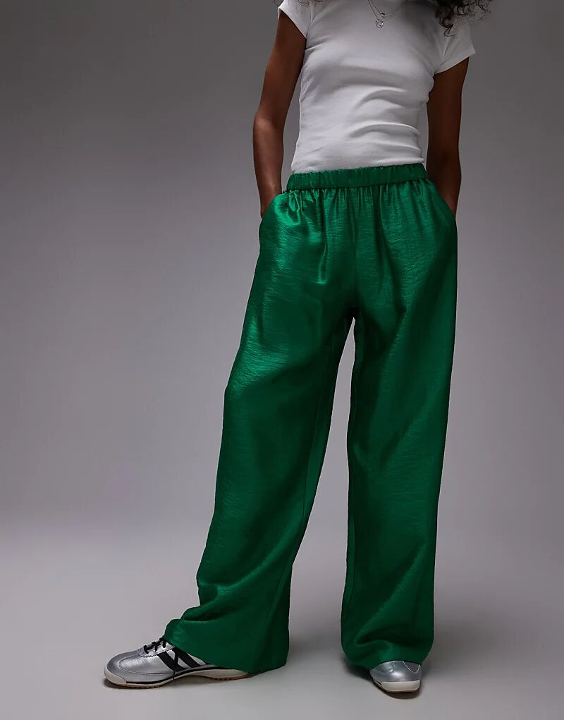 Прямые брюки Topshop из текстурированного атласа с завязками зеленого цвета
Прямые брюки Topshop из текстурированного атласа с завязками зеленого цвета