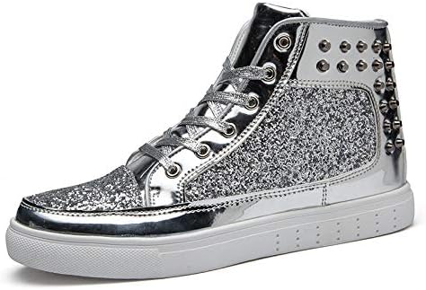 IGxx блестящие металлические шипованные блестящие туфли для мужчин, высокие панк-кеды с заклепками, серебряный
IGxx блестящие металлические шипованные блестящие туфли для мужчин, высокие панк-кеды с заклепками, серебряный