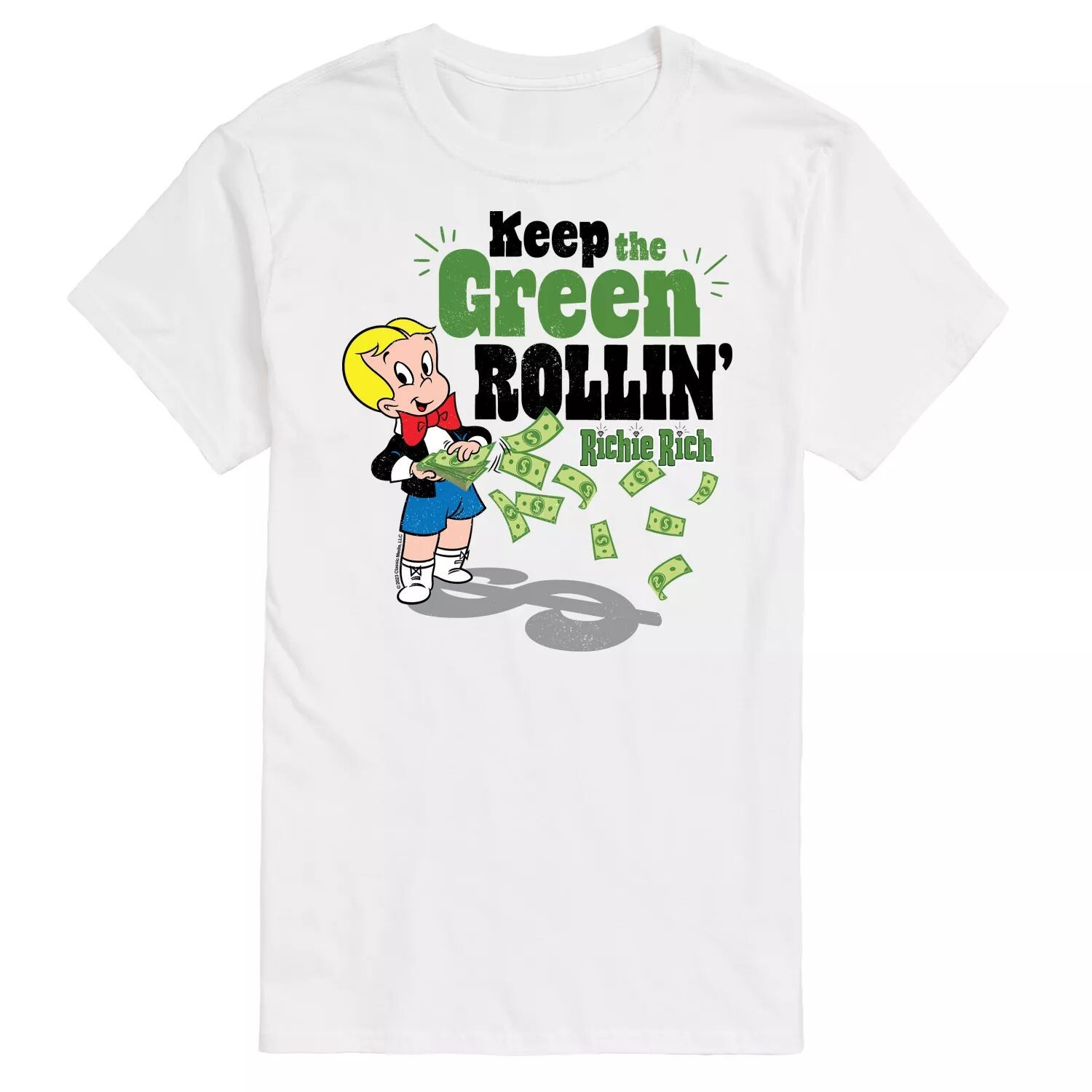 Мужская футболка Richie Rich Keep Green с рисунком Rollin' Licensed Character 
Мужская футболка Richie Rich Keep Green с рисунком Rollin' Licensed Character