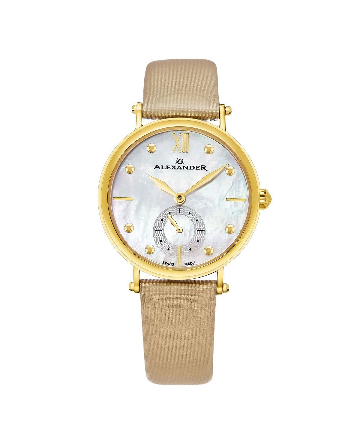 Alexander Watch A201-02, женские кварцевые часы с малой секундной стрелкой, корпус из нержавеющей стали цвета желтого золота на золотом атласном ремешке Stuhrling
Alexander Watch A201-02, женские кварцевые часы с малой секундной стрелкой, корпус из нержавеющей стали цвета желтого золота на золотом атласном ремешке Stuhrling