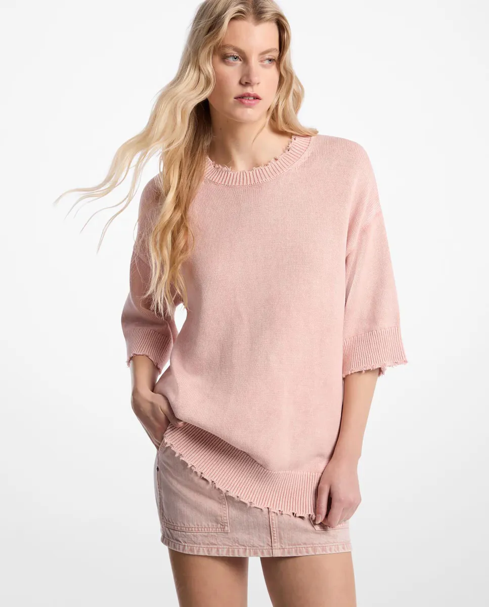 Женский хлопковый свитер с обтрепанными краями Michael Michael Kors, розовый
Женский хлопковый свитер с обтрепанными краями Michael Michael Kors, розовый