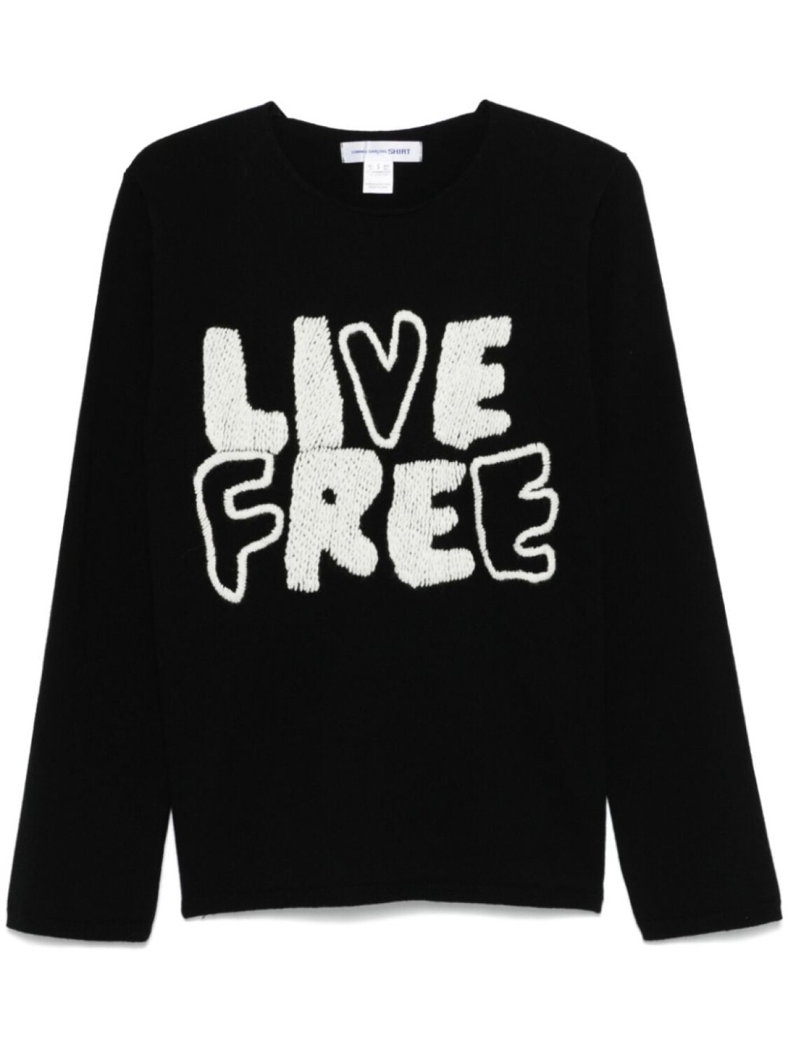 Comme Des Garçons Shirt свитер с вышивкой Live Free, черный
Comme Des Garçons Shirt свитер с вышивкой Live Free, черный