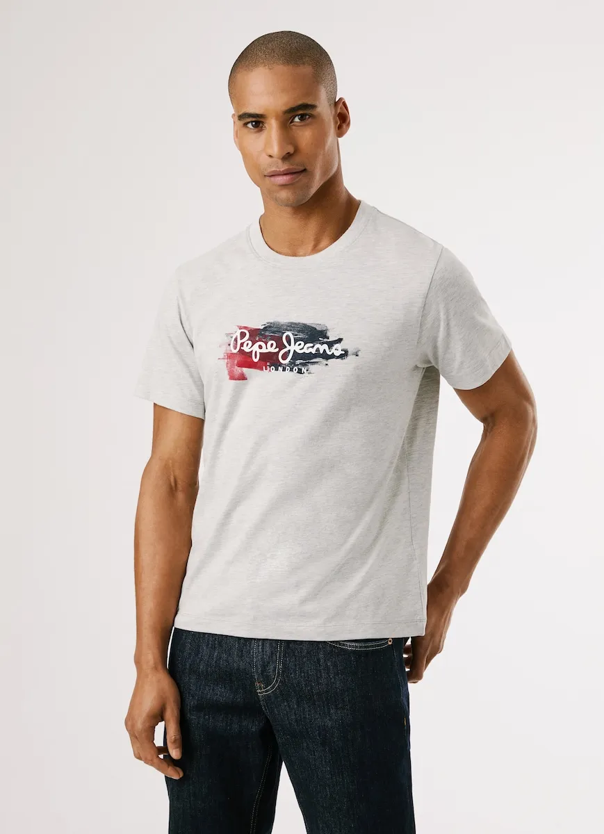 Мужская футболка с короткими рукавами и логотипом в акварельном стиле Pepe Jeans, светло-серый
Мужская футболка с короткими рукавами и логотипом в акварельном стиле Pepe Jeans, светло-серый