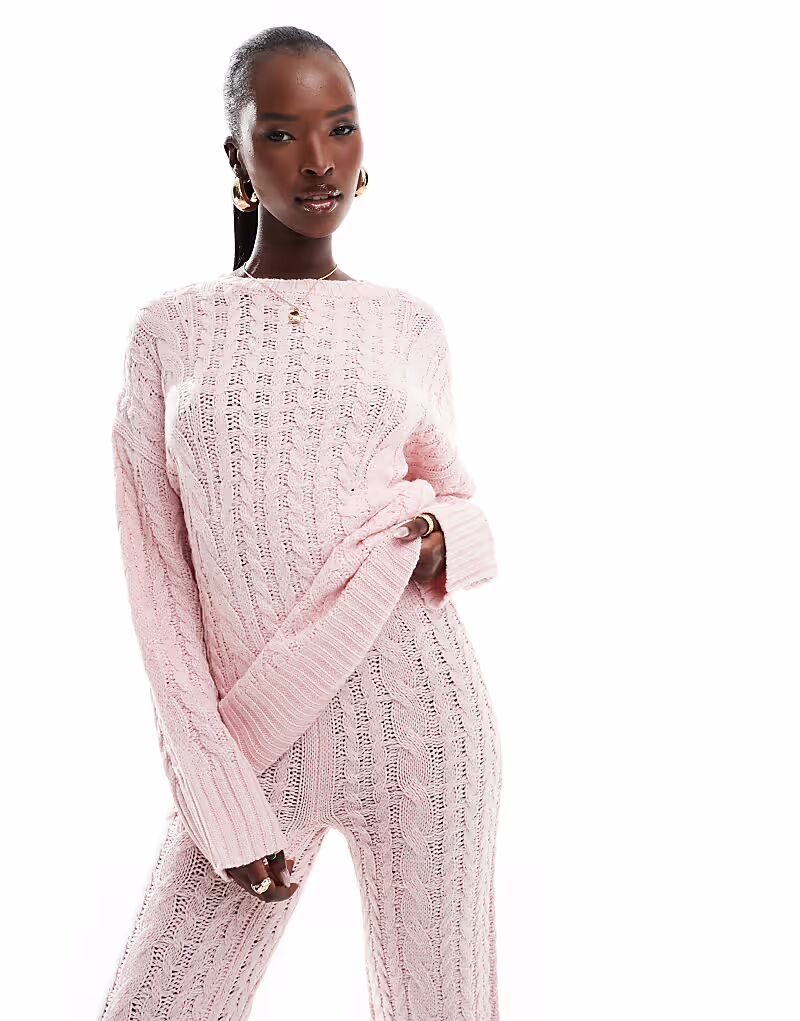 Эксклюзивный удлиненный свободный джемпер Kaiia с косичной вязкой розового цвета
Эксклюзивный удлиненный свободный джемпер Kaiia с косичной вязкой розового цвета