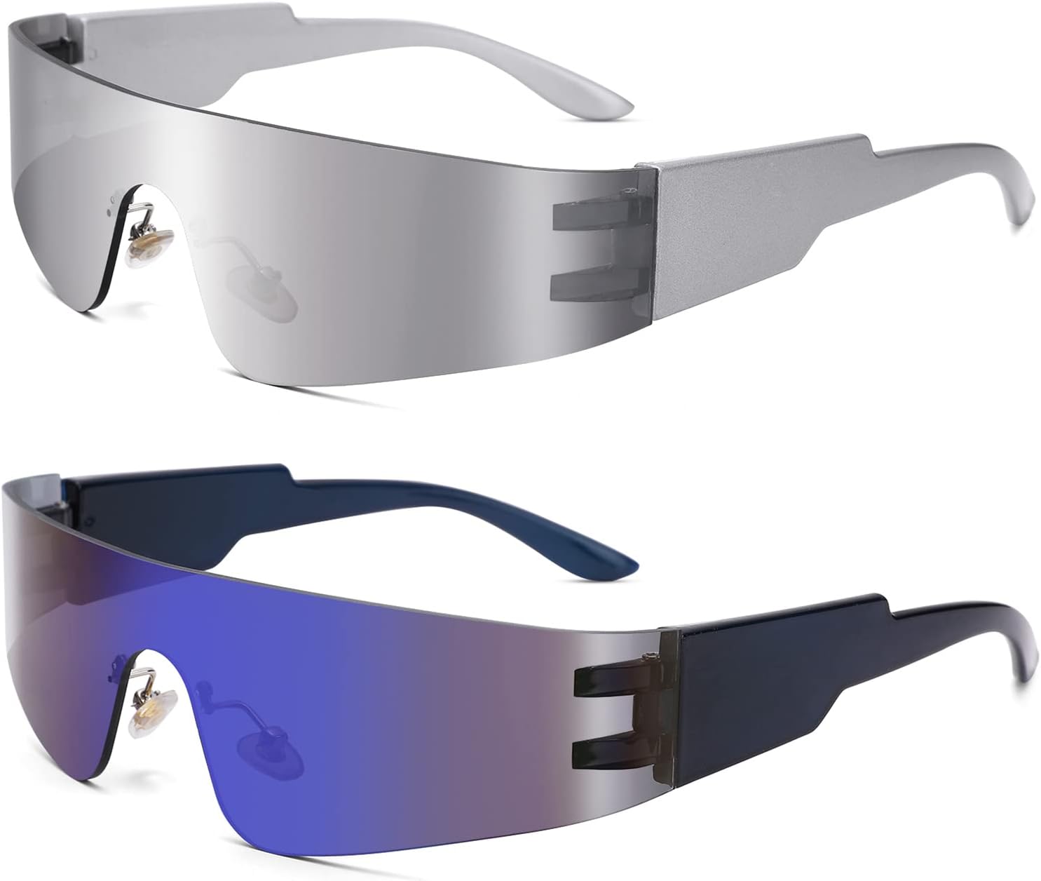 COASION Солнцезащитные очки с обтекаемой формой для женщин и мужчин, модные, без оправы, футуристические, в стиле Y2k, с плоской верхней частью, стильные очки, B4 Silver / Silver Mirrored + Black / Blue Mirrored
COASION Солнцезащитные очки с обтекаемой формой для женщин и мужчин, модные, без оправы, футуристические, в стиле Y2k, с плоской верхней частью, стильные очки, B4 Silver / Silver Mirrored + Black / Blue Mirrored