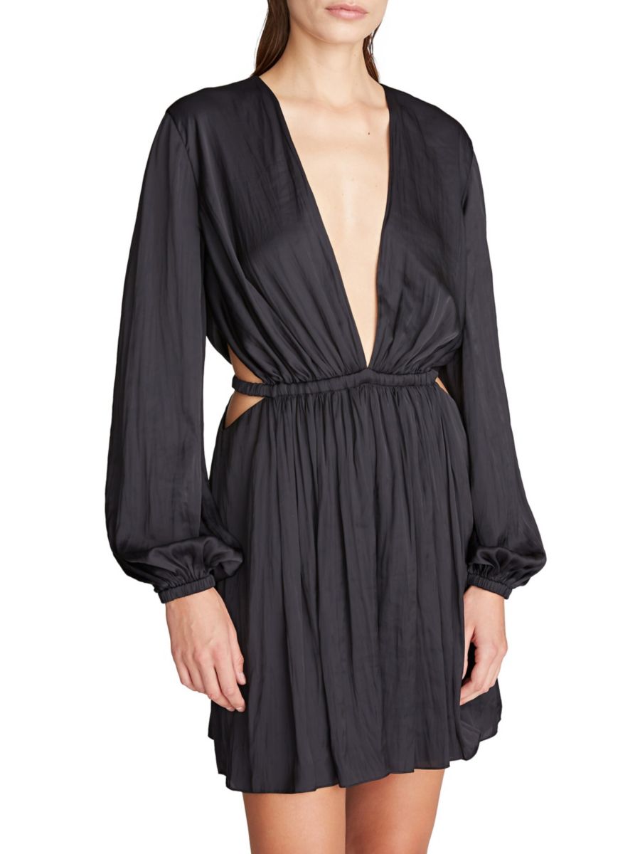 Мини-платье Leila из атласа с V-образным вырезом Halston, черный
Мини-платье Leila из атласа с V-образным вырезом Halston, черный