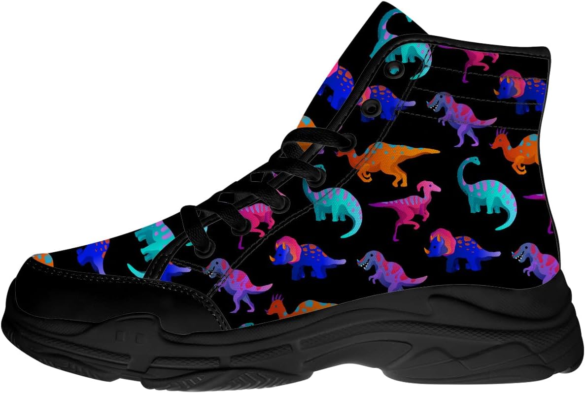 Кроссовки Quorax для мужчин и женщин с динозавром, высокие на шнуровке, из ткани, подарок для женщин и мужчин, черный/синий/розовый
Кроссовки Quorax для мужчин и женщин с динозавром, высокие на шнуровке, из ткани, подарок для женщин и мужчин, черный/синий/розовый