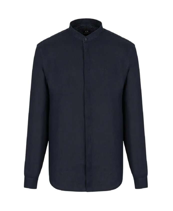 Льняная рубашка с логотипом Armani Exchange, синий 
Льняная рубашка с логотипом Armani Exchange, синий