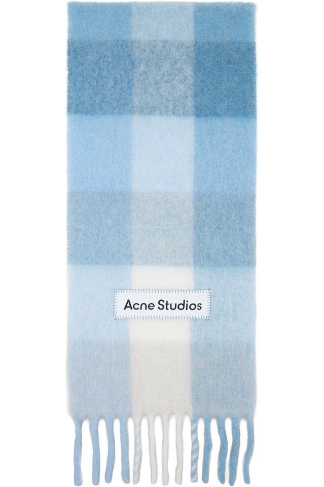 Acne Studios Синий мохеровый клетчатый шарф
Acne Studios Синий мохеровый клетчатый шарф