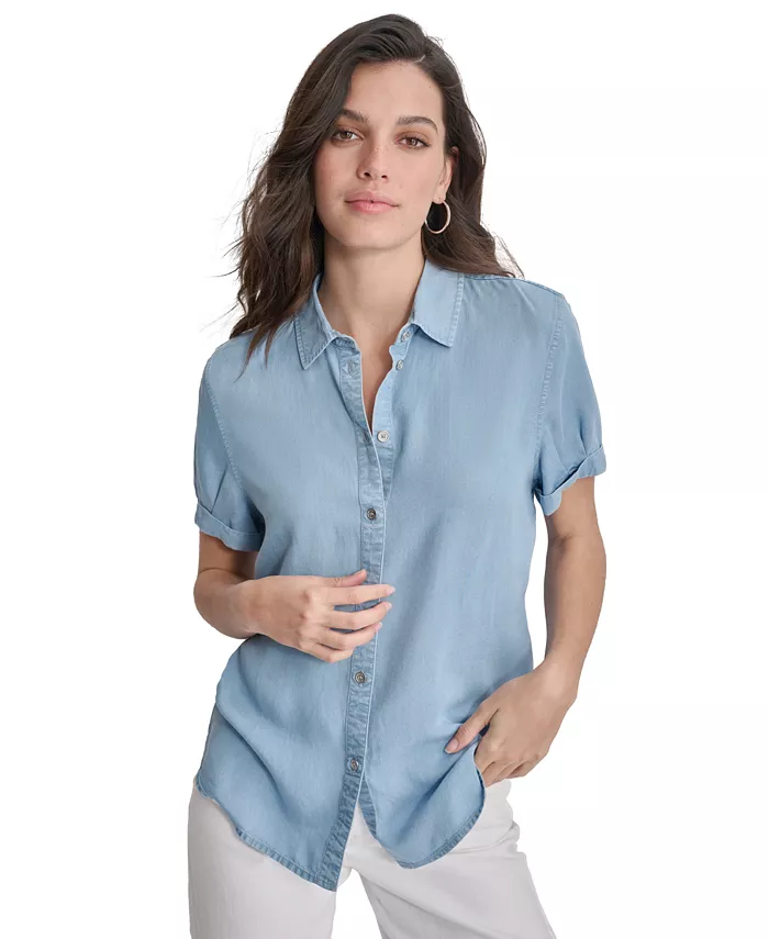 Укороченная рубашка с короткими рукавами и подкатом Petite Rolled DKNY Jeans, синий
Укороченная рубашка с короткими рукавами и подкатом Petite Rolled DKNY Jeans, синий