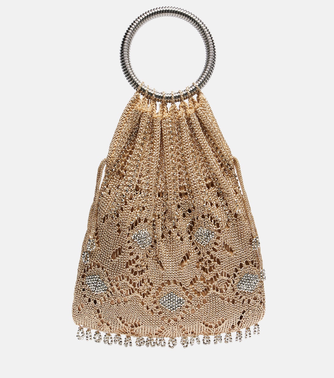 Вышитая бисером вязаная сумка-шоппер из ламе Rabanne, золотой
Вышитая бисером вязаная сумка-шоппер из ламе Rabanne, золотой