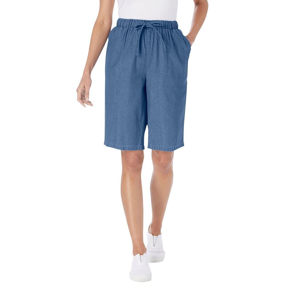 Женщина в женских джинсовых шортах больших размеров на шнурке Woman Within, цвет Stonewash
Женщина в женских джинсовых шортах больших размеров на шнурке Woman Within, цвет Stonewash