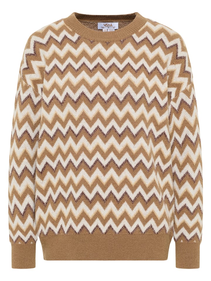 Usha FESTIVAL Женский вязаный свитер коричневого цвета с разноцветными вставками
Usha FESTIVAL Женский вязаный свитер коричневого цвета с разноцветными вставками