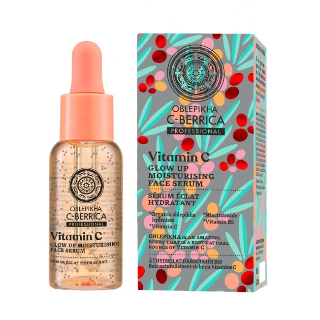 Облепиха c-ягода витамин С сияющая увлажняющая капсульная сыворотка для лица Natura Siberica, 30 мл 
Облепиха c-ягода витамин С сияющая увлажняющая капсульная сыворотка для лица Natura Siberica, 30 мл