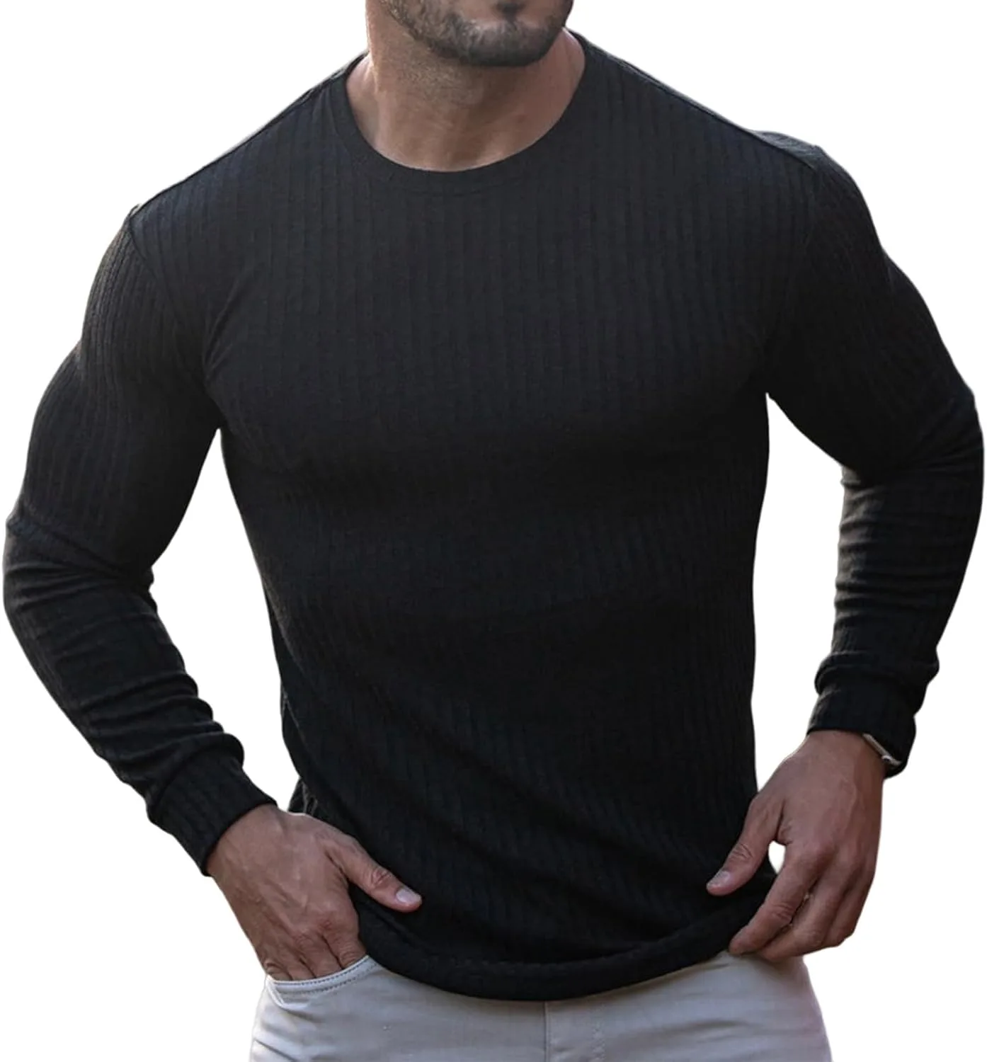 Мужской ребристый slim fit свитер-водолазка CHXLQQX
Мужской ребристый slim fit свитер-водолазка CHXLQQX