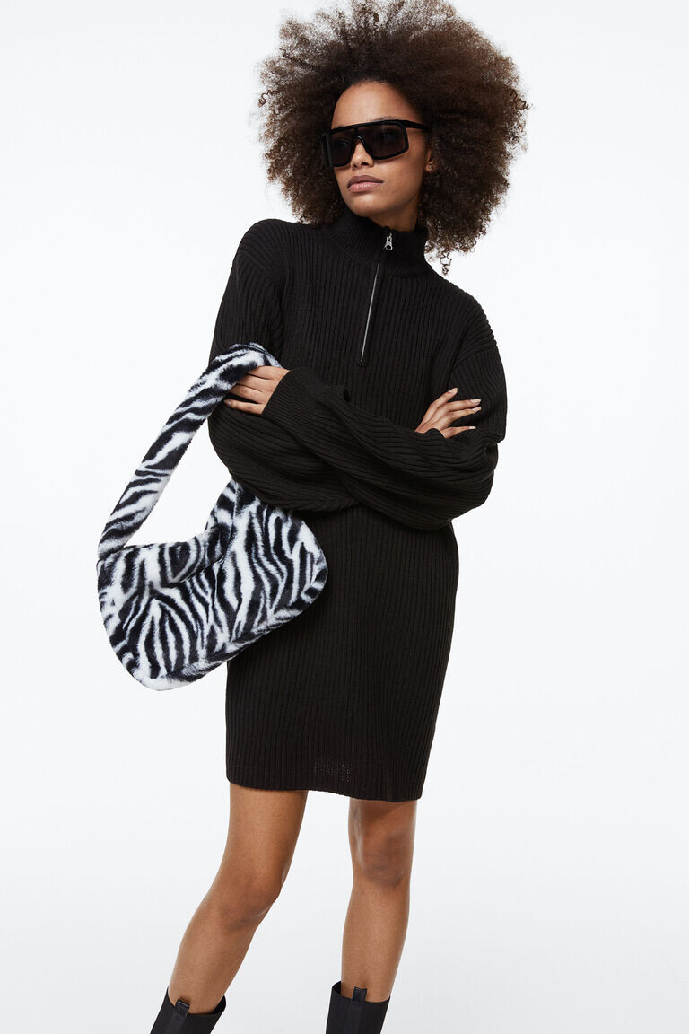 Платье вязки в рубчик с застежкой-молнией сверху H&M, черный
Платье вязки в рубчик с застежкой-молнией сверху H&M, черный
