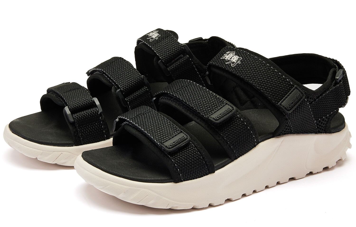 Пляжные сандалии мужские черный фарфорово-белый Qiaodan 
Пляжные сандалии мужские черный фарфорово-белый Qiaodan