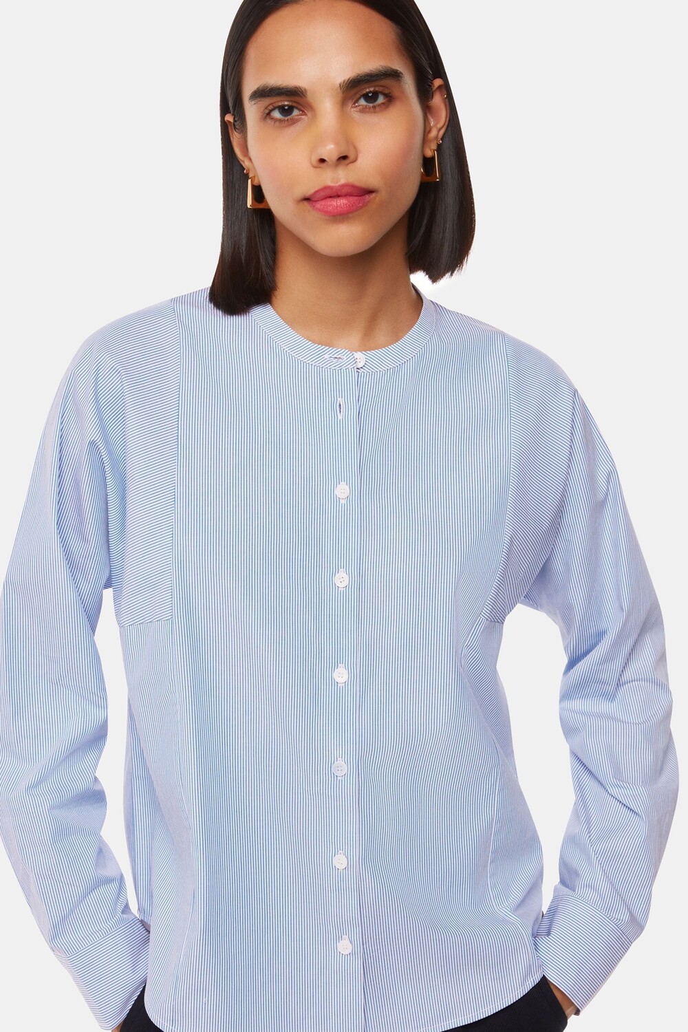 Полосатая рубашка с воротником стойкой Whistles, синий
Полосатая рубашка с воротником стойкой Whistles, синий