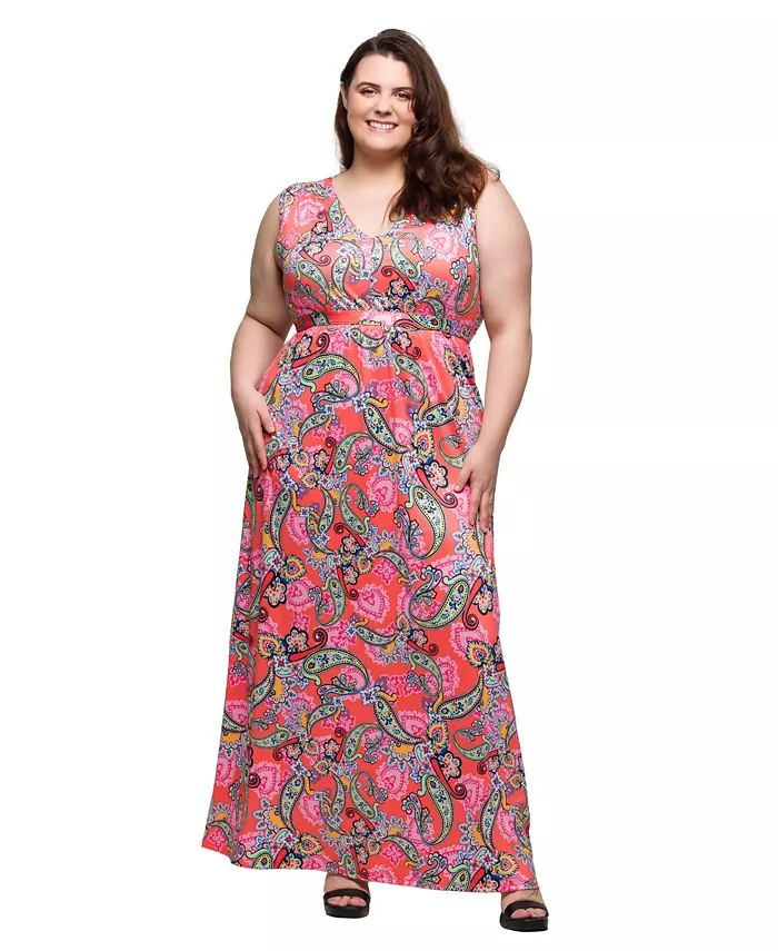 Платье макси размера плюс с V-образным вырезом и завышенной талией без рукавов 24seven Comfort Apparel, мультиколор
Платье макси размера плюс с V-образным вырезом и завышенной талией без рукавов 24seven Comfort Apparel, мультиколор