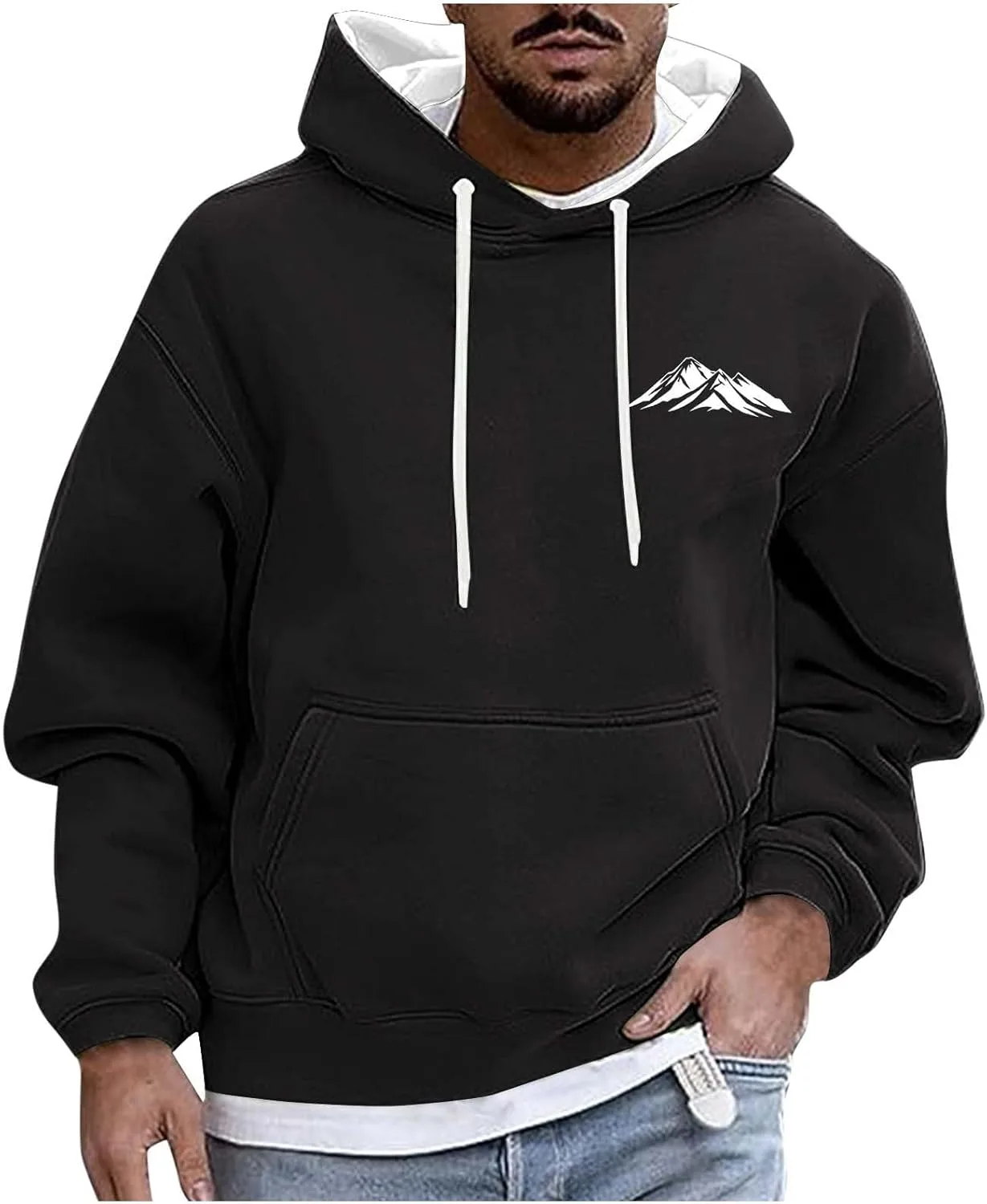 Мужской худи свободного кроя с капюшоном
Мужской худи свободного кроя с капюшоном