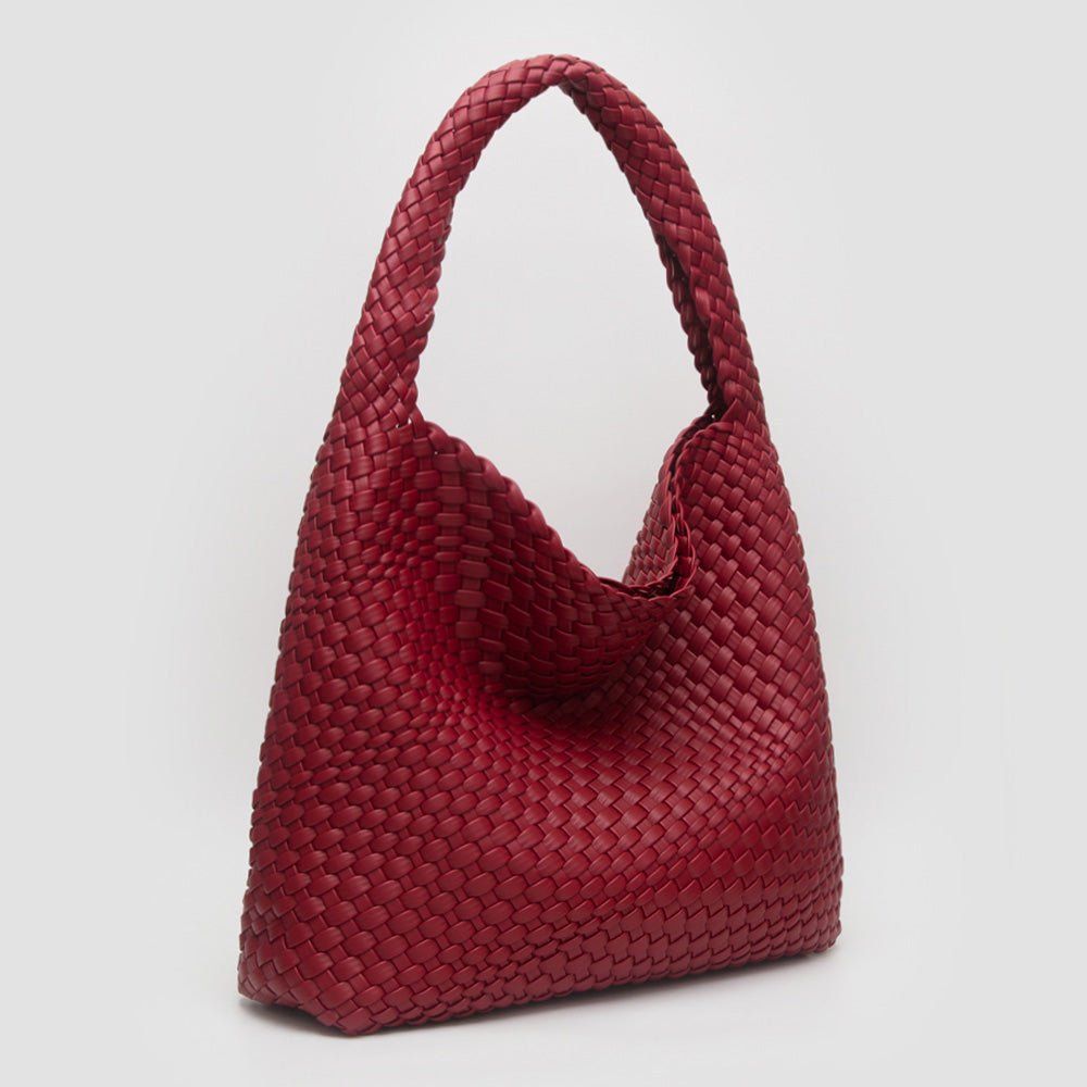 Искусственная кожаная плетеная сумка-хобо с мешочком FASHNZFAB, Burgundy
Искусственная кожаная плетеная сумка-хобо с мешочком FASHNZFAB, Burgundy