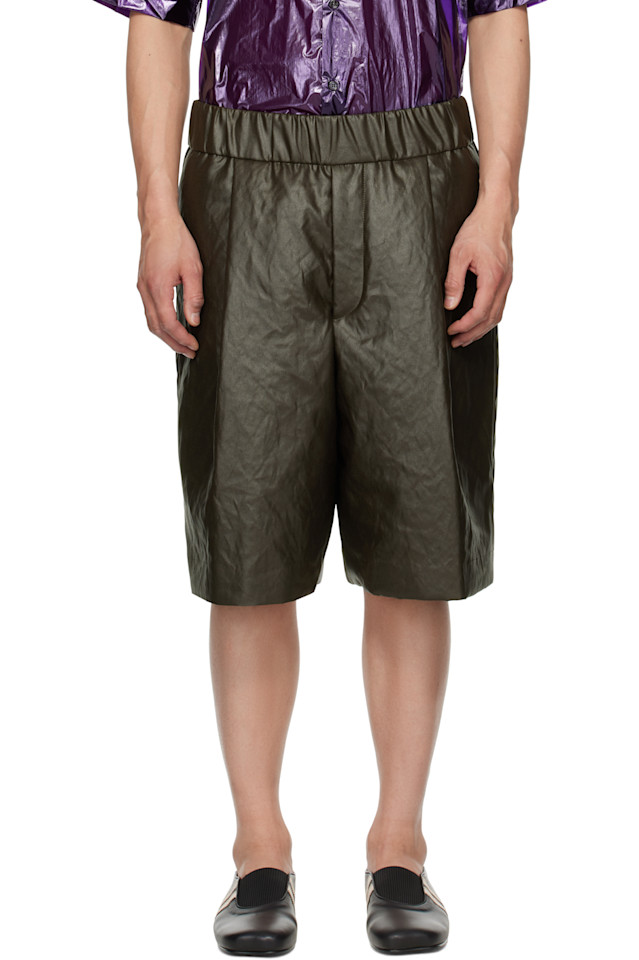 Шорты плиссе Dries Van Noten, хаки 
Шорты плиссе Dries Van Noten, хаки