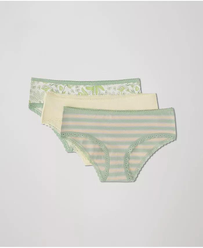 Женские хлопковые трусики-хипстер с кружевом, 3 шт., органический хлопок Pact, мультиколор
Женские хлопковые трусики-хипстер с кружевом, 3 шт., органический хлопок Pact, мультиколор