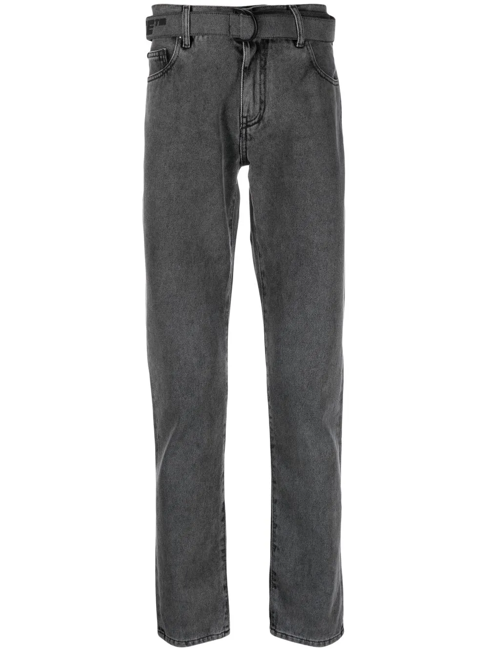Прямые джинсы с поясом OFF-WHITE, серый 
Прямые джинсы с поясом OFF-WHITE, серый