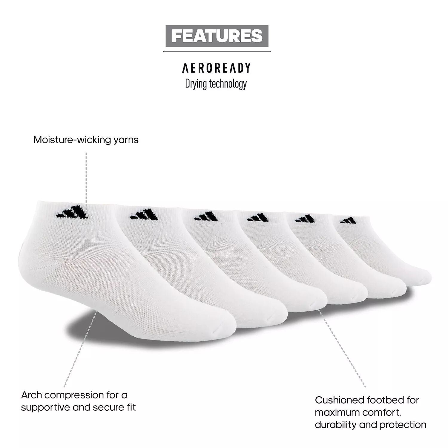 Набор из 6 нижних низких носков Big & Tall с мягкой подкладкой adidas, черный
Набор из 6 нижних низких носков Big & Tall с мягкой подкладкой adidas, черный