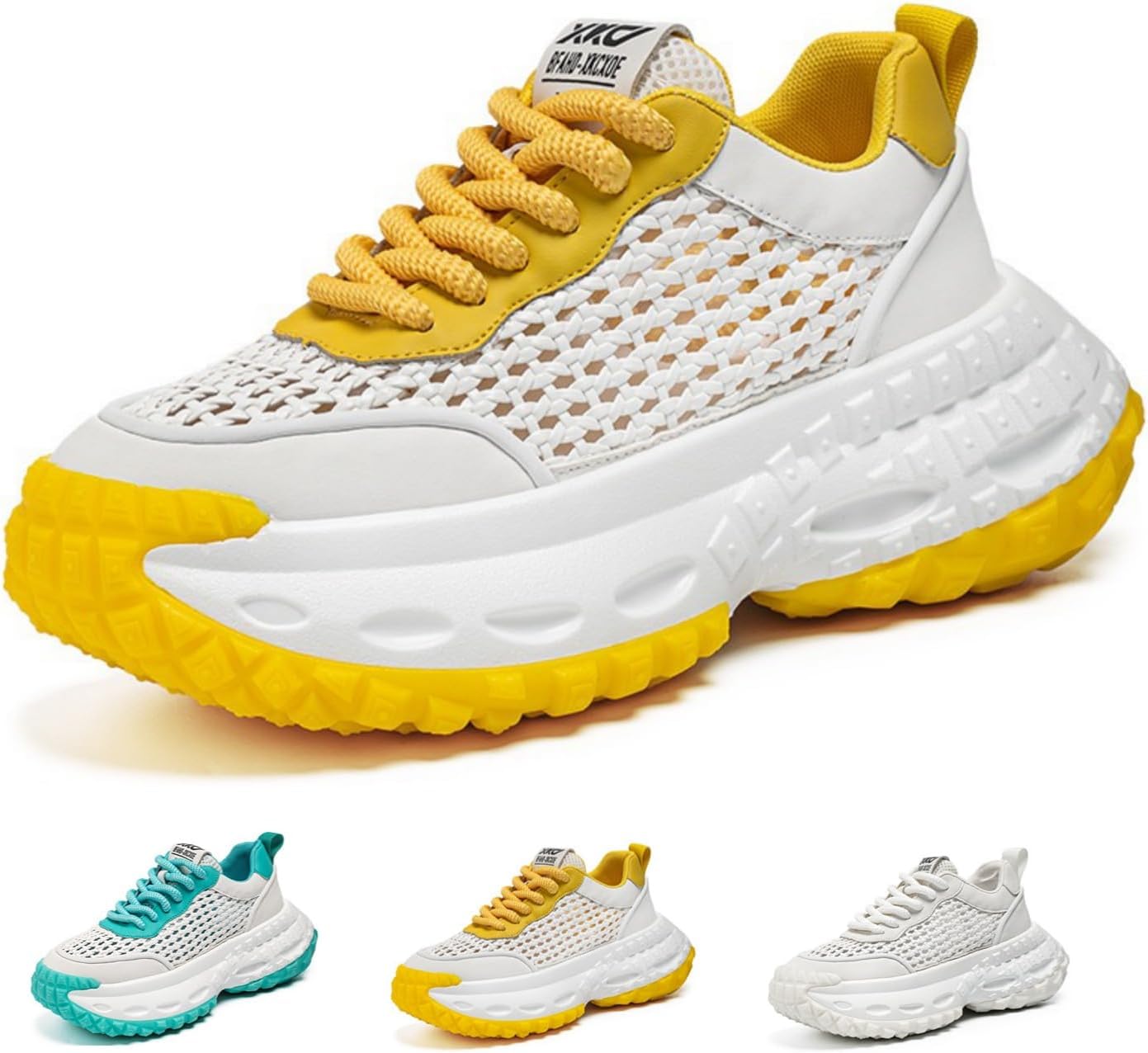 Мужские дышащие массивные кроссовки на платформе, модные легкие спортивные кроссовки для бега и повседневной ходьбы Macefil, белый/желтый
Мужские дышащие массивные кроссовки на платформе, модные легкие спортивные кроссовки для бега и повседневной ходьбы Macefil, белый/желтый