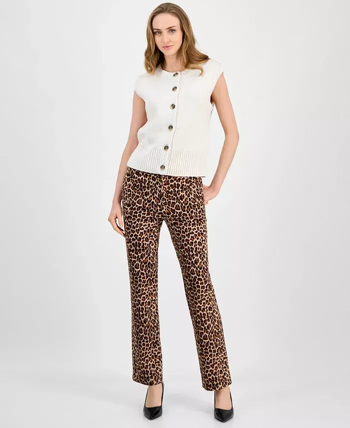 Женский кардиган с короткими рукавами и расклешенными брюками с анималистичным принтом Anne Klein, коричневый
Женский кардиган с короткими рукавами и расклешенными брюками с анималистичным принтом Anne Klein, коричневый