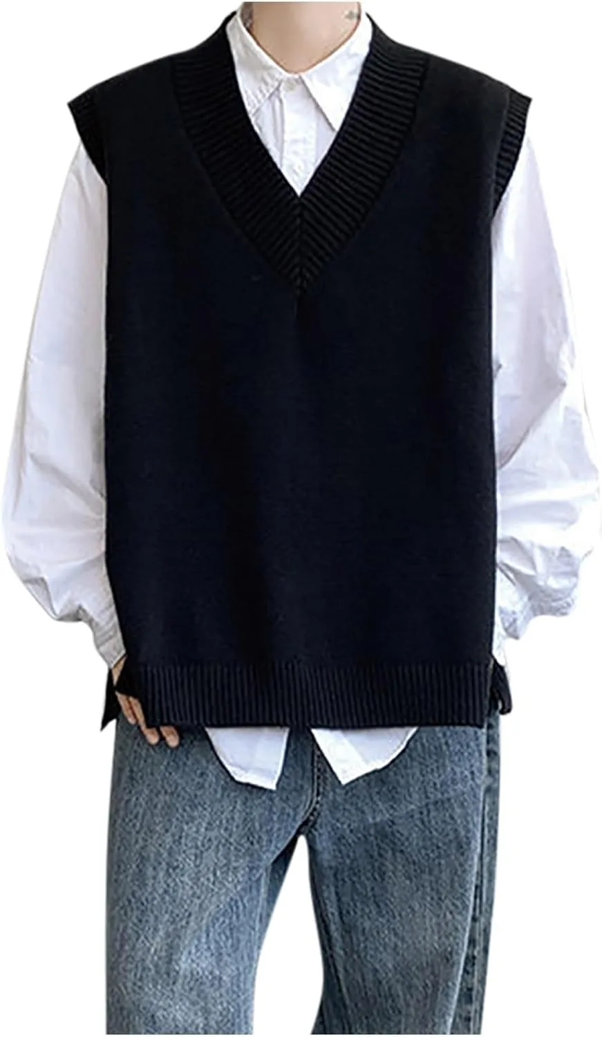 Nathgam мужской вязаный жилет без рукавов с V-образным вырезом и боковой пуговицей
Nathgam мужской вязаный жилет без рукавов с V-образным вырезом и боковой пуговицей