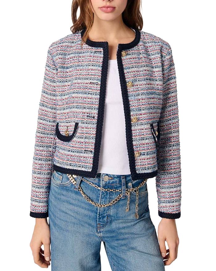 Укороченный пиджак из твида с плетением Vilany Maje, мультиколор
Укороченный пиджак из твида с плетением Vilany Maje, мультиколор