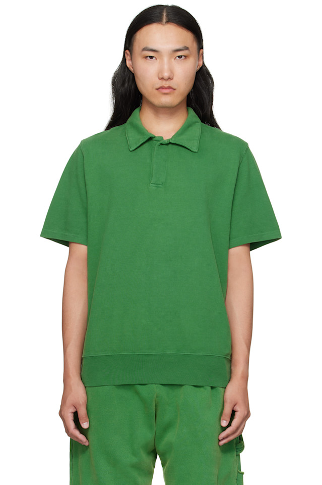 Les Tien Зеленая футболка-поло из пике с коротким рукавом и полосками
Les Tien Зеленая футболка-поло из пике с коротким рукавом и полосками