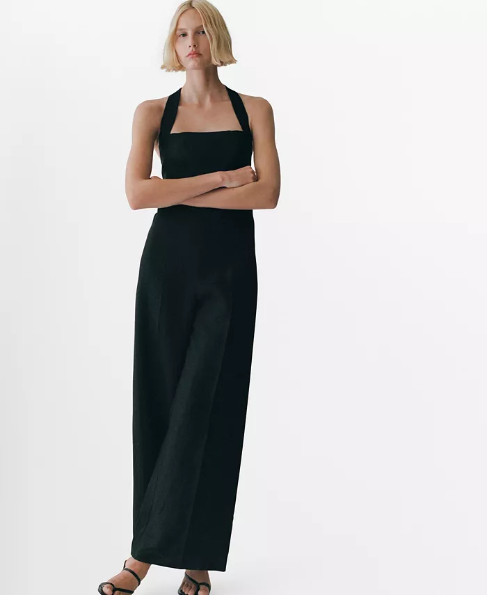 Женский льняной комбинезон с бретелью через шею MANGO, черный
Женский льняной комбинезон с бретелью через шею MANGO, черный