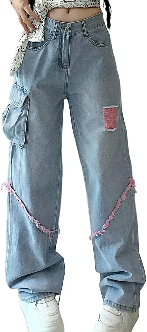 Джинсы Grunge Y2K в стиле гот с высоким поясом и прямыми широкими штанинами RILGOU
Джинсы Grunge Y2K в стиле гот с высоким поясом и прямыми широкими штанинами RILGOU