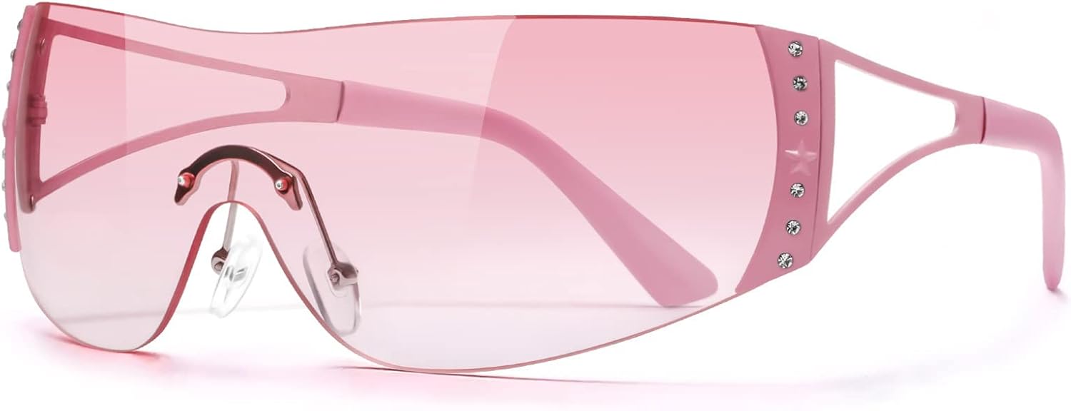 Солнцезащитные очки Y2K для женщин и мужчин, большие, обтекаемые, без оправы, футуристические солнцезащитные очки в стиле 2000-х, для рейв-вечеринок, стильные защитные очки DQbhzh, Pink Frame - Pink Lens
Солнцезащитные очки Y2K для женщин и мужчин, большие, обтекаемые, без оправы, футуристические солнцезащитные очки в стиле 2000-х, для рейв-вечеринок, стильные защитные очки DQbhzh, Pink Frame - Pink Lens