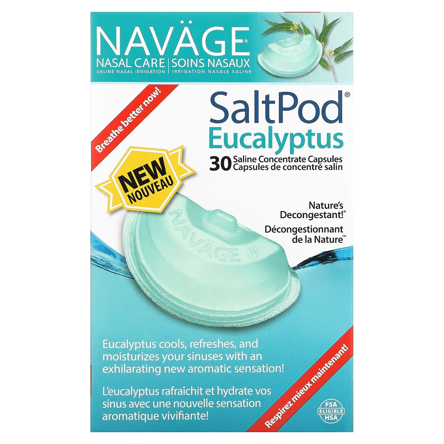Nasal Care, Солевой раствор для промывания носа, SaltPod Eucalyptus, 30 капсул с концентратом физиологического раствора Navage
Nasal Care, Солевой раствор для промывания носа, SaltPod Eucalyptus, 30 капсул с концентратом физиологического раствора Navage