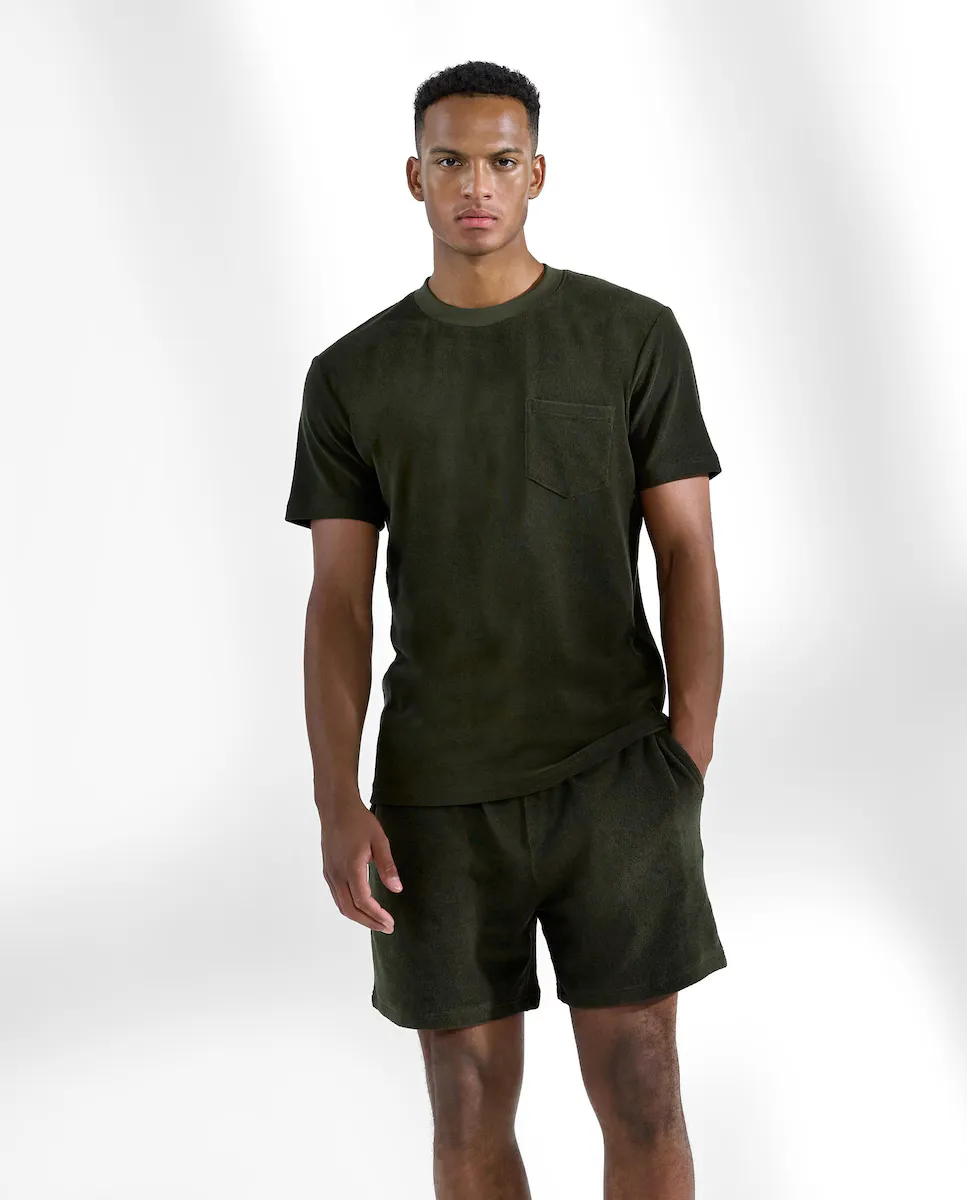 Мужские шорты из органического махрового хлопка темно-зеленого цвета Bread & Boxers, темно-зеленый 
Мужские шорты из органического махрового хлопка темно-зеленого цвета Bread & Boxers, темно-зеленый