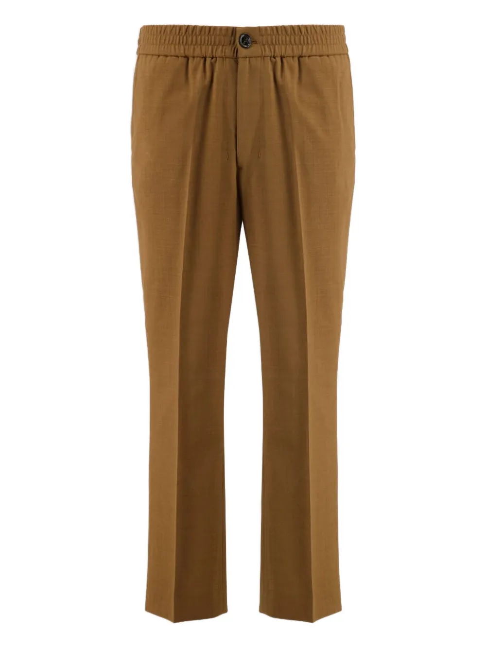 Шерстяные брюки на эластичном поясе AMI Paris, коричневый 
Шерстяные брюки на эластичном поясе AMI Paris, коричневый