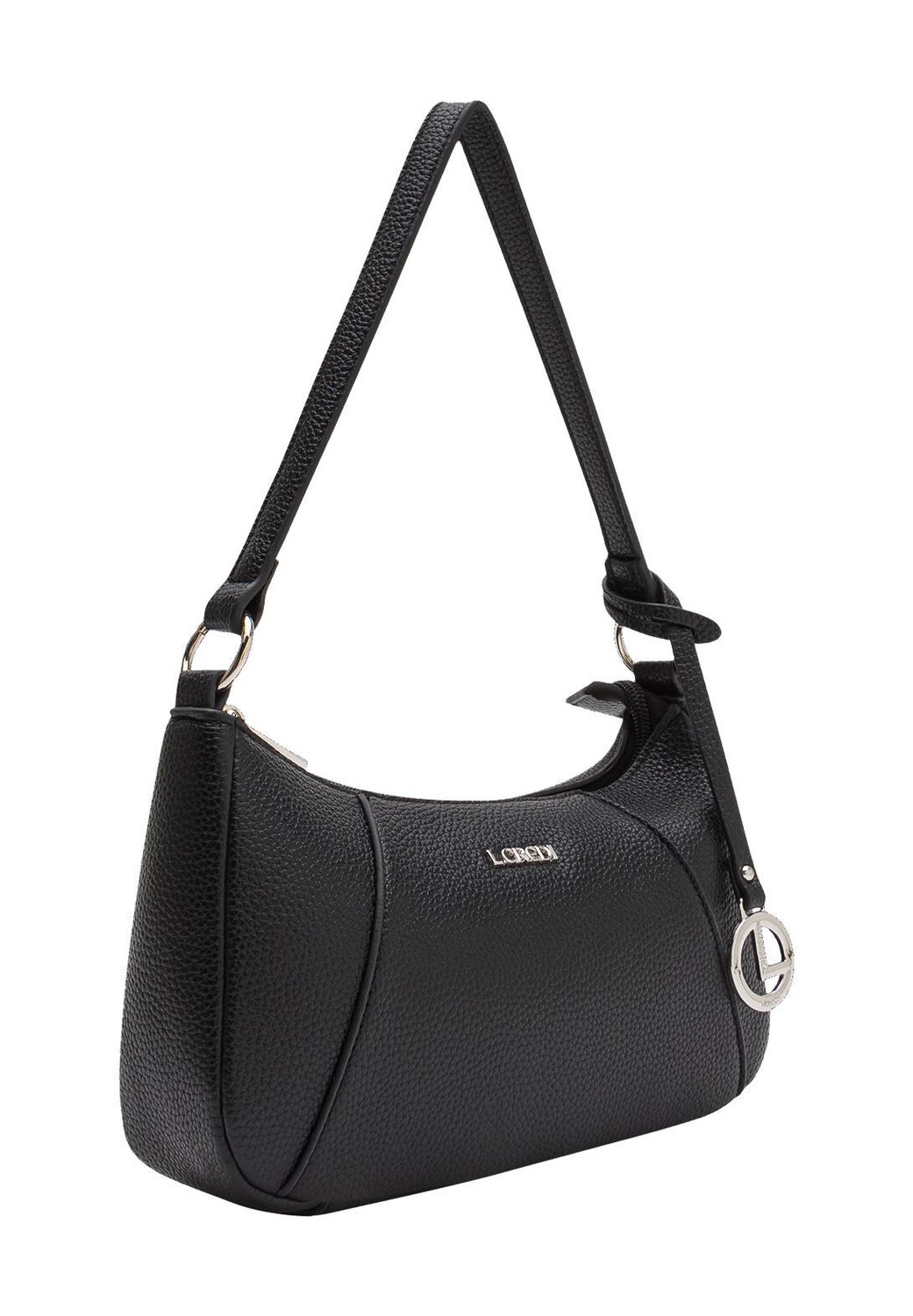 Женская сумка на плечо с эмблемой на молнии L.CREDI, черный 
Женская сумка на плечо с эмблемой на молнии L.CREDI, черный