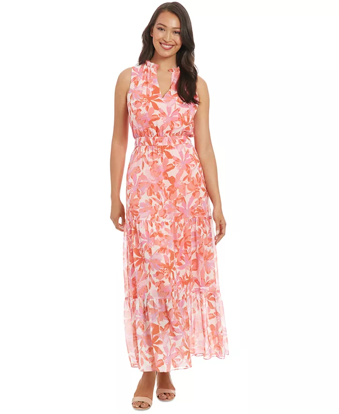 Миниатюрное макси-платье с принтом и воротником-рюшем London Times, коричневый
Миниатюрное макси-платье с принтом и воротником-рюшем London Times, коричневый