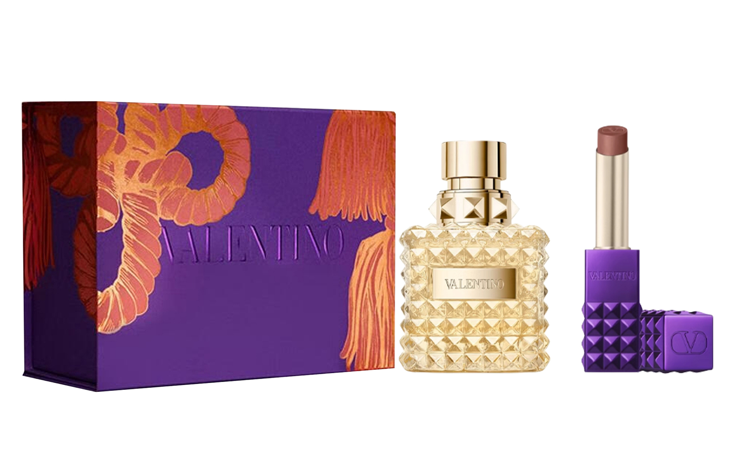 Valentino Набор помады и духов Dream Princess Wilderness Purple Stud в лимитированном новогоднем выпуске Citrus Gardenia 2.3г+50мл
Valentino Набор помады и духов Dream Princess Wilderness Purple Stud в лимитированном новогоднем выпуске Citrus Gardenia 2.3г+50мл