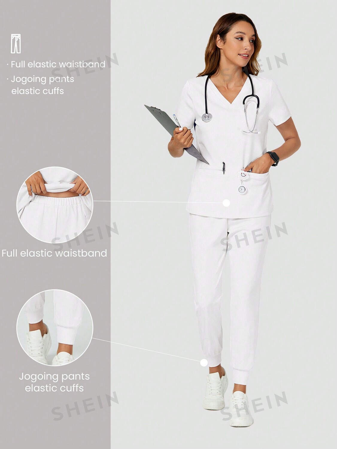 Комплект униформы для кормления Task Fit из двух предметов: рубашка с короткими рукавами, V-образным вырезом и брюки с карманами Shein, белый
Комплект униформы для кормления Task Fit из двух предметов: рубашка с короткими рукавами, V-образным вырезом и брюки с карманами Shein, белый