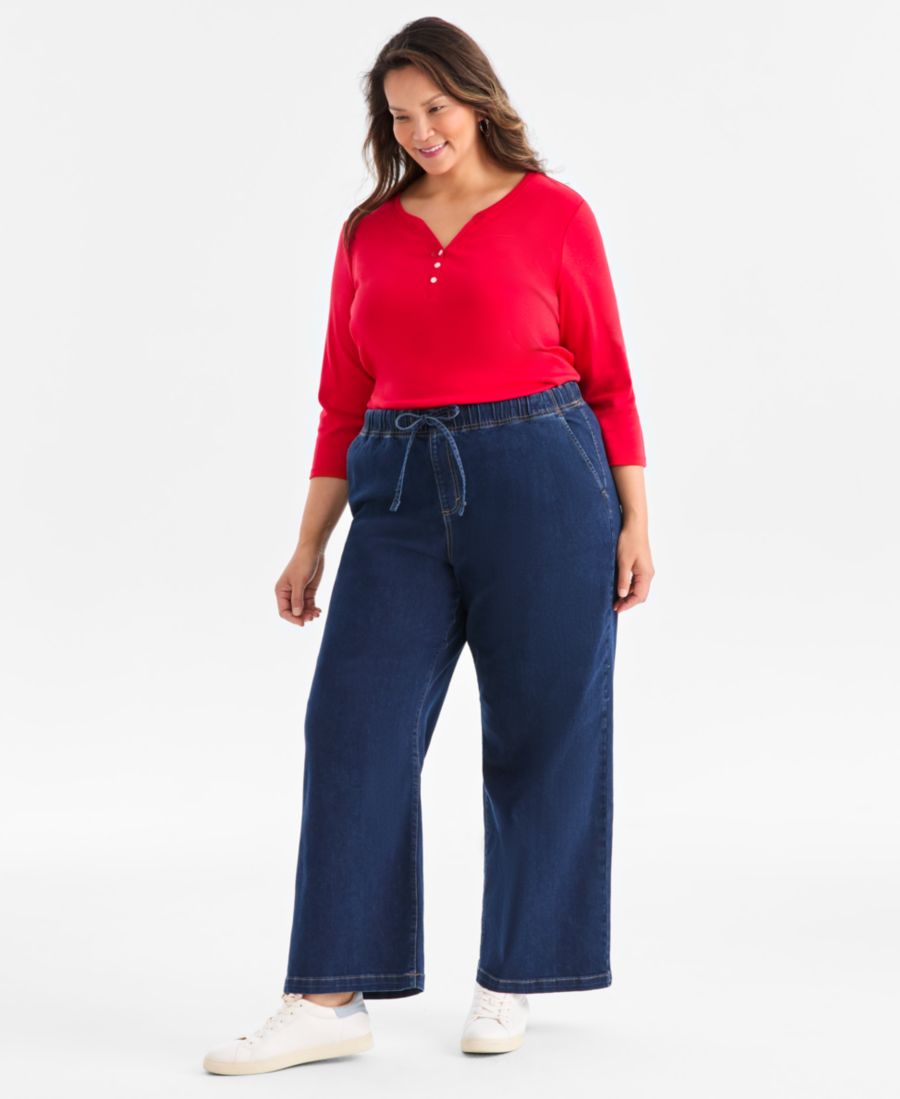 Джинсы больших размеров с высокой посадкой, широкими штанинами Style & Co, Super Dark Wash
Джинсы больших размеров с высокой посадкой, широкими штанинами Style & Co, Super Dark Wash