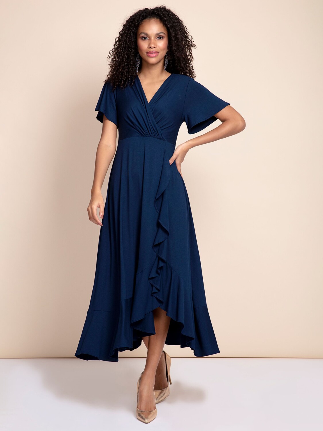 Миниатюрное платье-водопад Alie Street, темно-синий 
Миниатюрное платье-водопад Alie Street, темно-синий